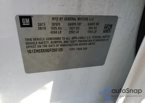 2016 Chevrolet Malibu Premier from USA, damaged, VIN 1G1ZH5SX8GF358129